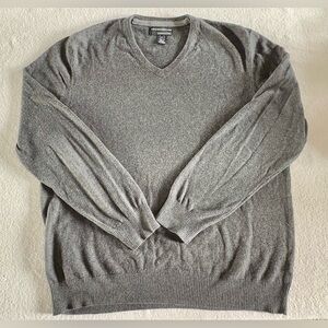 Commerce Men’s V-Neck Sweater Gray Cotton Cashmere Blend XL